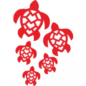 Hawaiian Turtle Honu Family Sticker